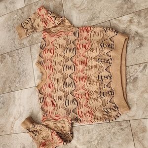 COOGI AUSTRALIA COTTON TAN PRINT EUC UNISEX SWEATER SIZE  SMALL